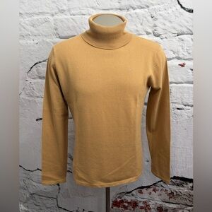 Lauren Ralph Lauren Camel Turtleneck Sweater Merino Wool Cotton Blend Boxy